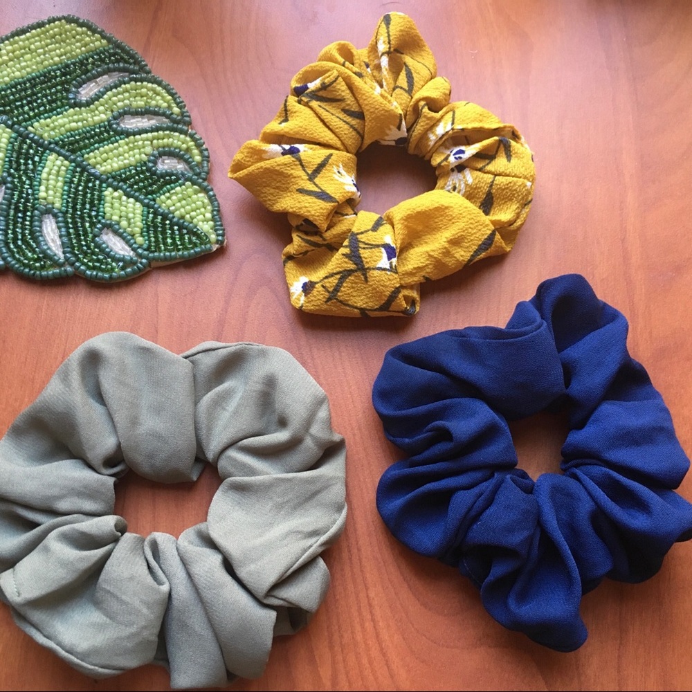 Scrunchie Set of 3 Yellow, Blue, Green